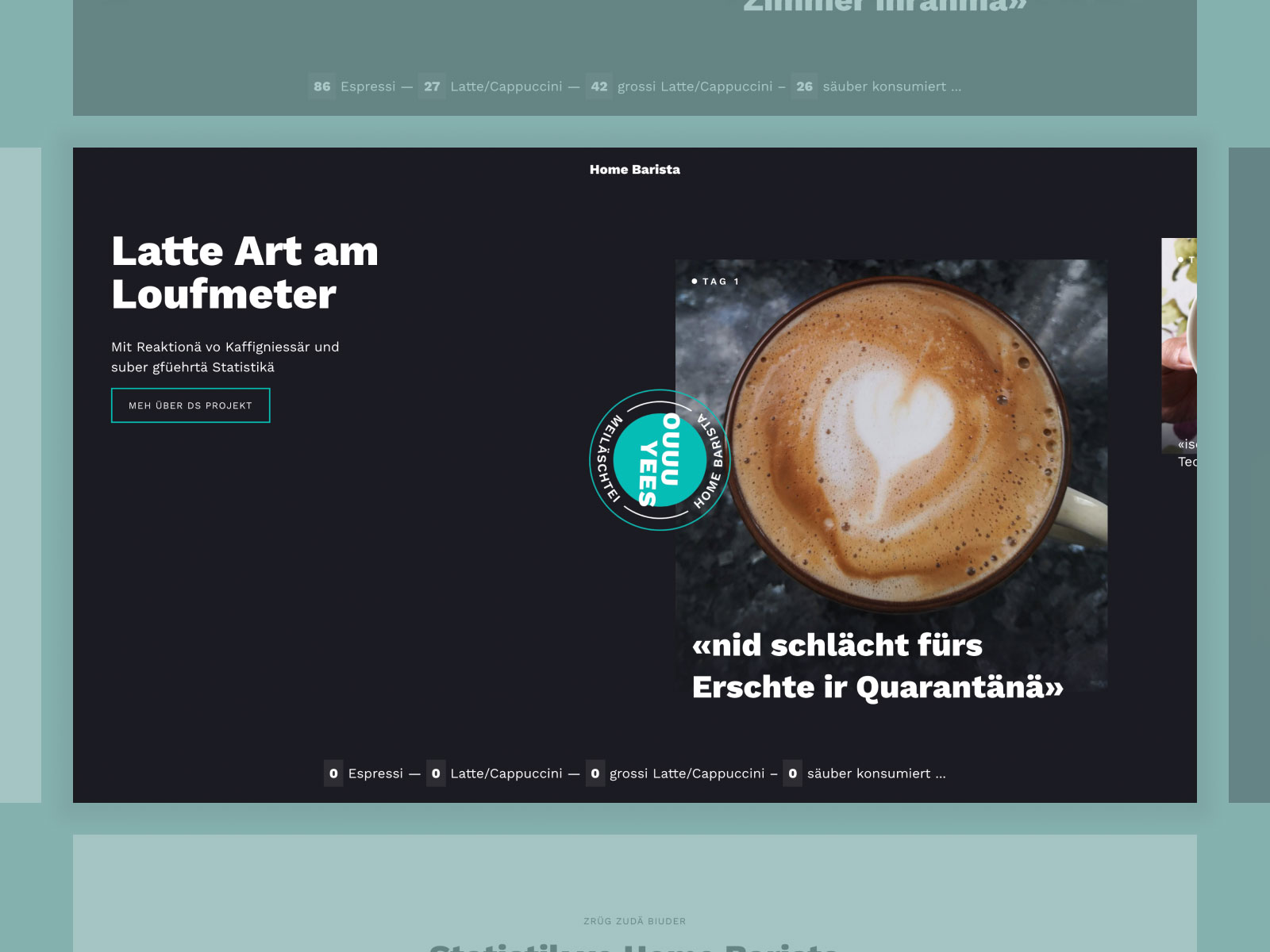 Eine Webseite zu Kaffee und Latte Art